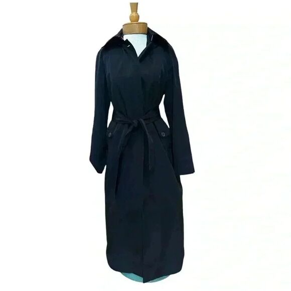 London Fog Black Trench Coat - Picture 6 of 10